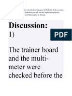 Discussion:: 1) The Trainer Board and The Multi-Meter Were Checked Before The