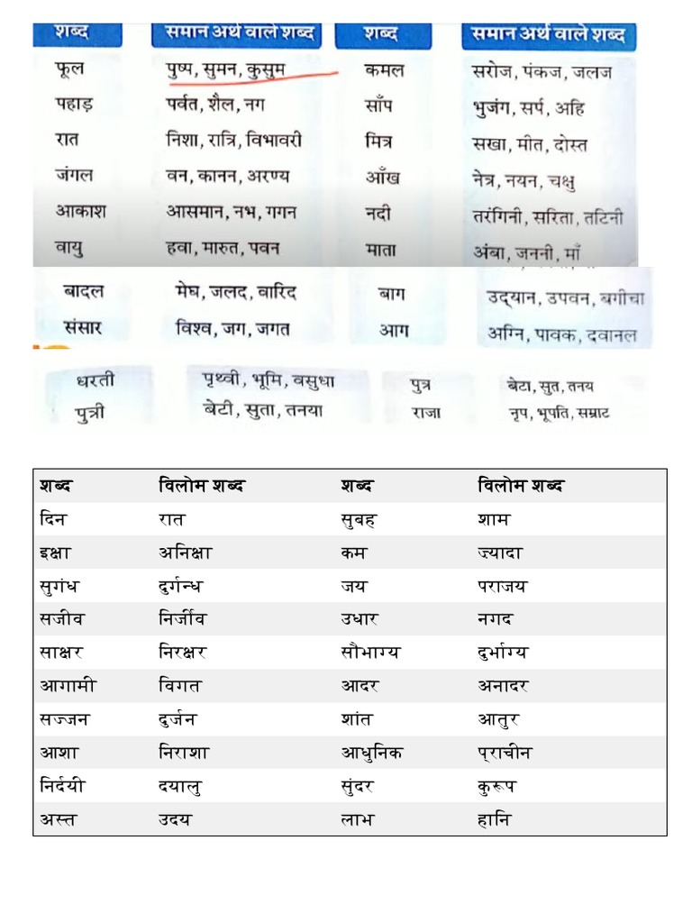Hindi Opposite Words | PDF