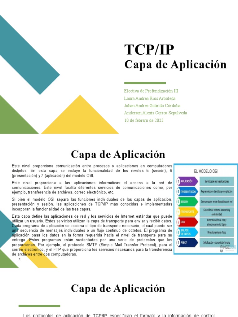 Capa de Aplicación en TCP/IP | PDF | Modelo osi | Dirección IP