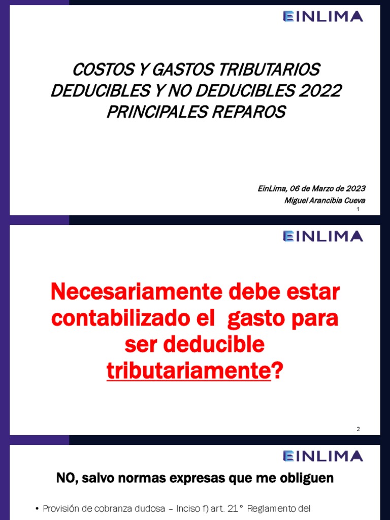 Gastos No Deducibles SUNAT 2022 | PDF | Impuesto sobre la renta | Impuestos