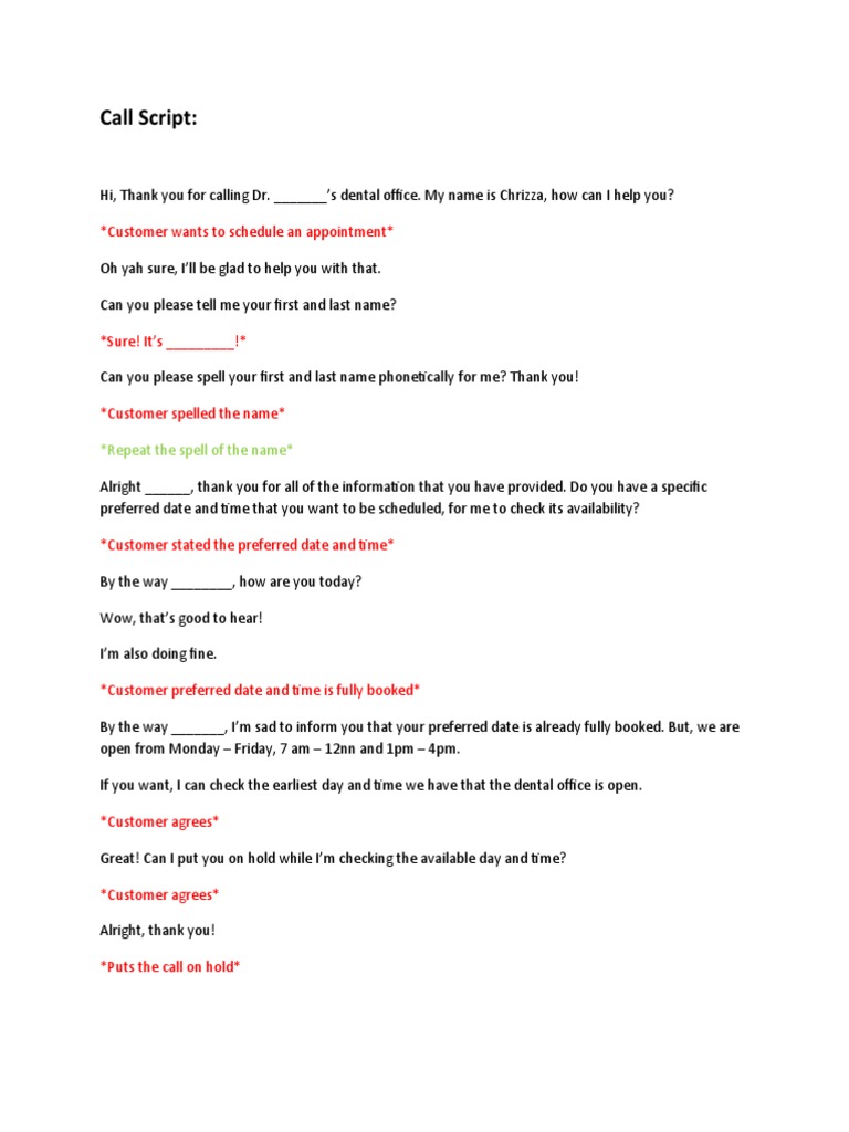 Call Script | PDF