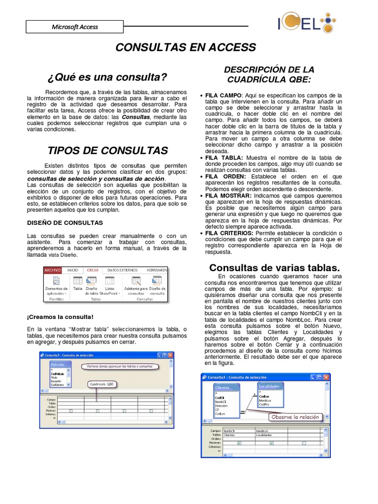 Consultas en Microsoft Access: Guía Práctica | PDF | Bases de datos ...