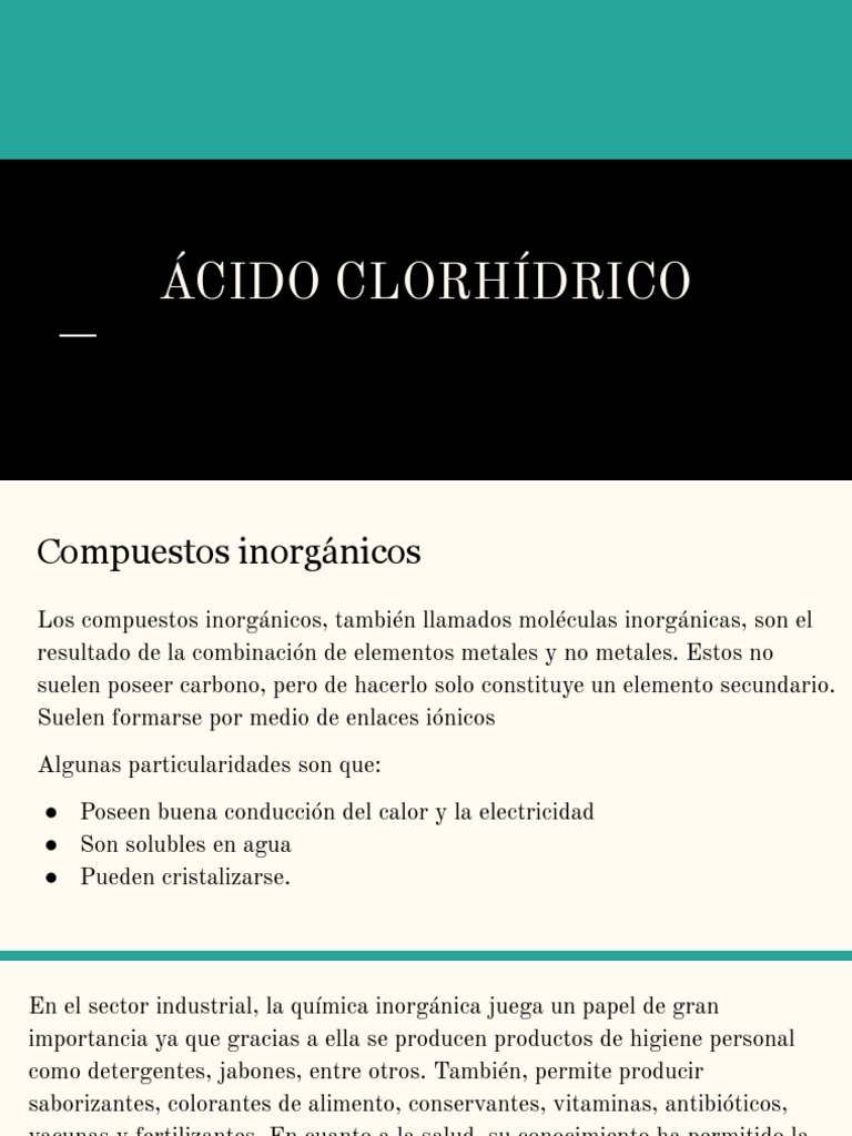 Acido Clorhidrico PDF Ácido clorhídrico Ácido