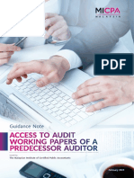 Access To Audit Working Papers of A Predecessor Auditor: Guidance Note