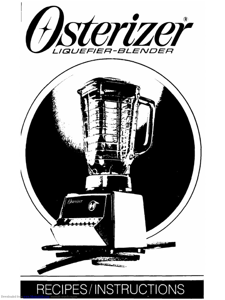 Osterizer Liquefier Blender Manual Download Free PDF Blender Switch