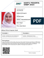 Kartu Peserta SNBP 2023: 423358789 Nabila Juliyanty 0050971842 Sman 1 Megamendung Kab. Bogor Prov. Jawa Barat