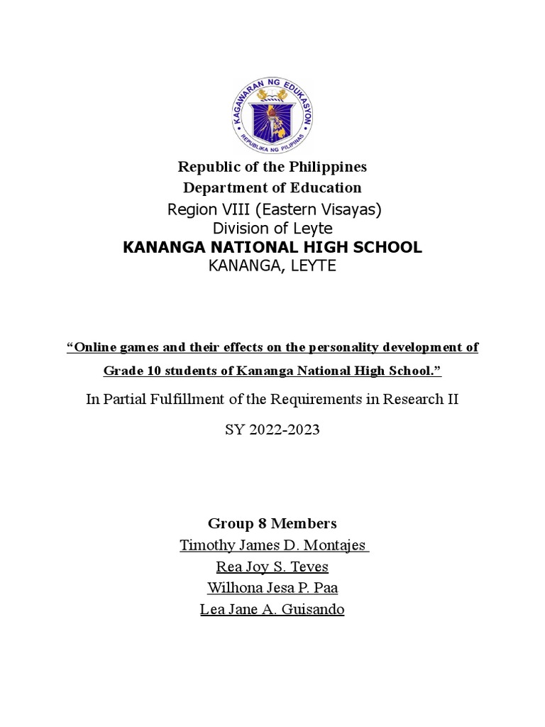 Online Games' Impact on Grade 10 Students | PDF | Survey Methodology ...