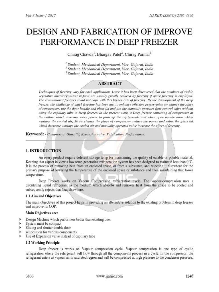 Deep Freezer Performance Enhancement | PDF | Refrigerator | Refrigeration