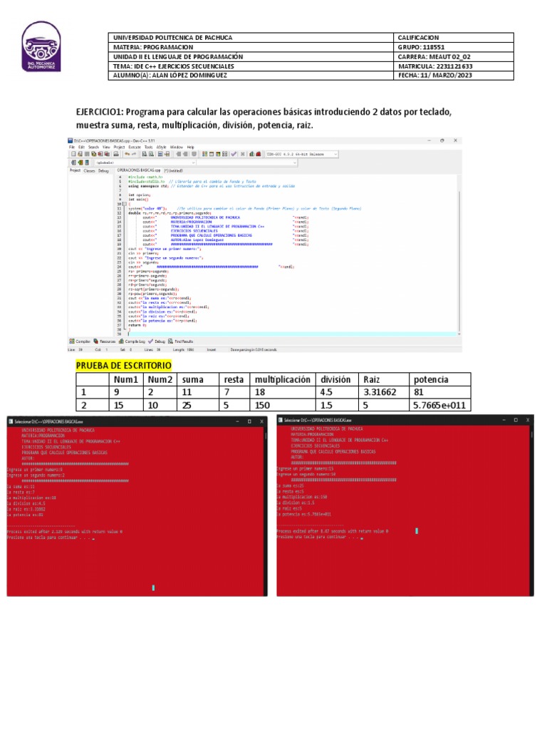 Ide C++ Ejercicios Secuenciales | PDF