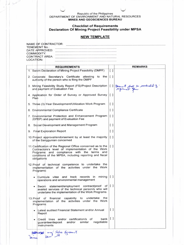 DMPF Requirements for Mining Projects | PDF | Mining | Economies
