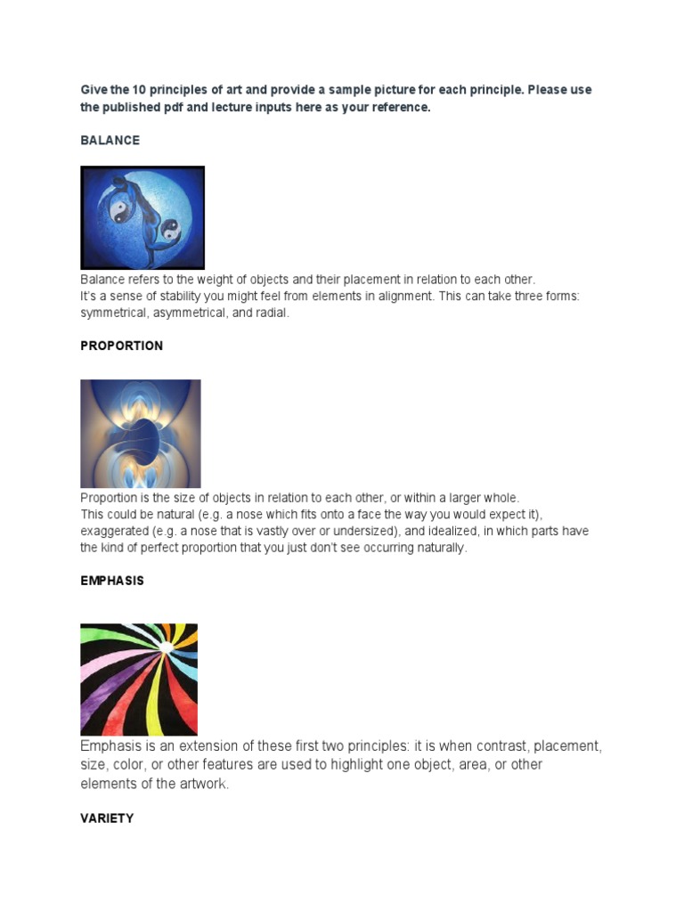 The 10 Principles of Art Balance, Proportion, Emphasis, Variety