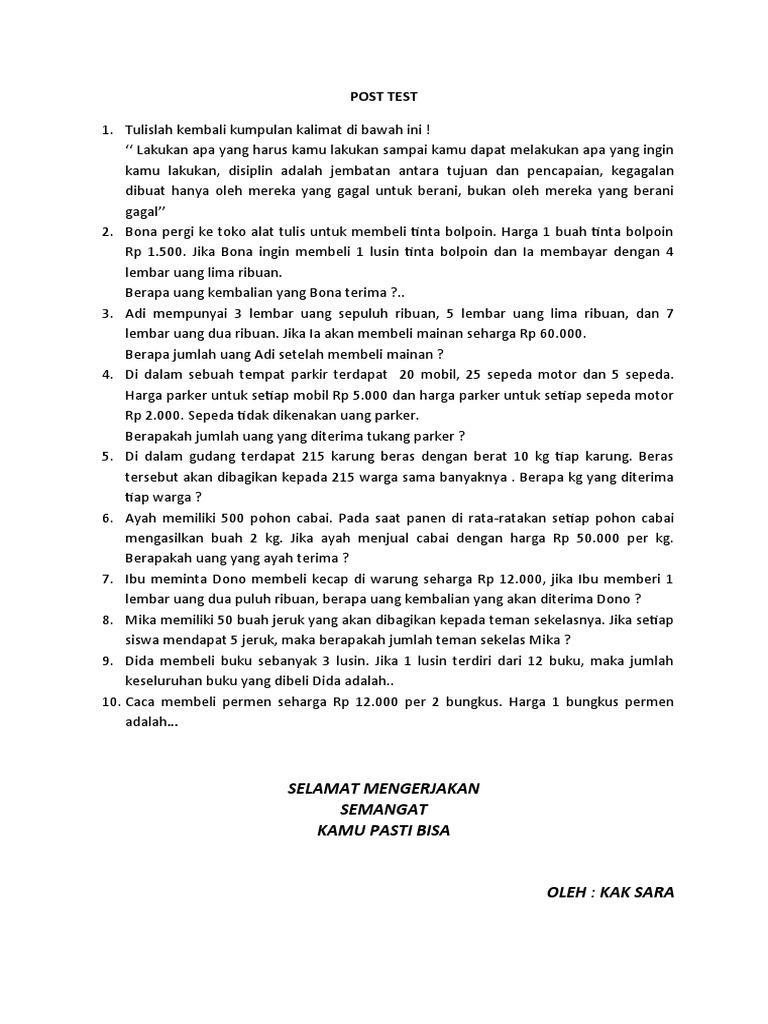 Post Test | PDF
