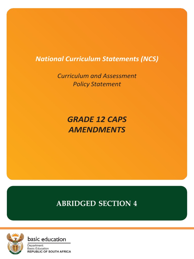 Grade 12 Caps Amendments National Curriculum Statements (NCS) PDF