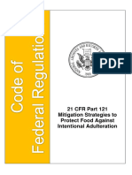 21 CFR Part 121 Mitigation Strategies To Protect Food Against Intentional Adulteration