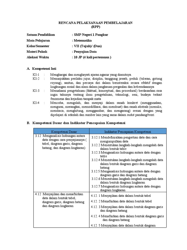 RPP Penyajian Data Kelas 7 SMP | PDF
