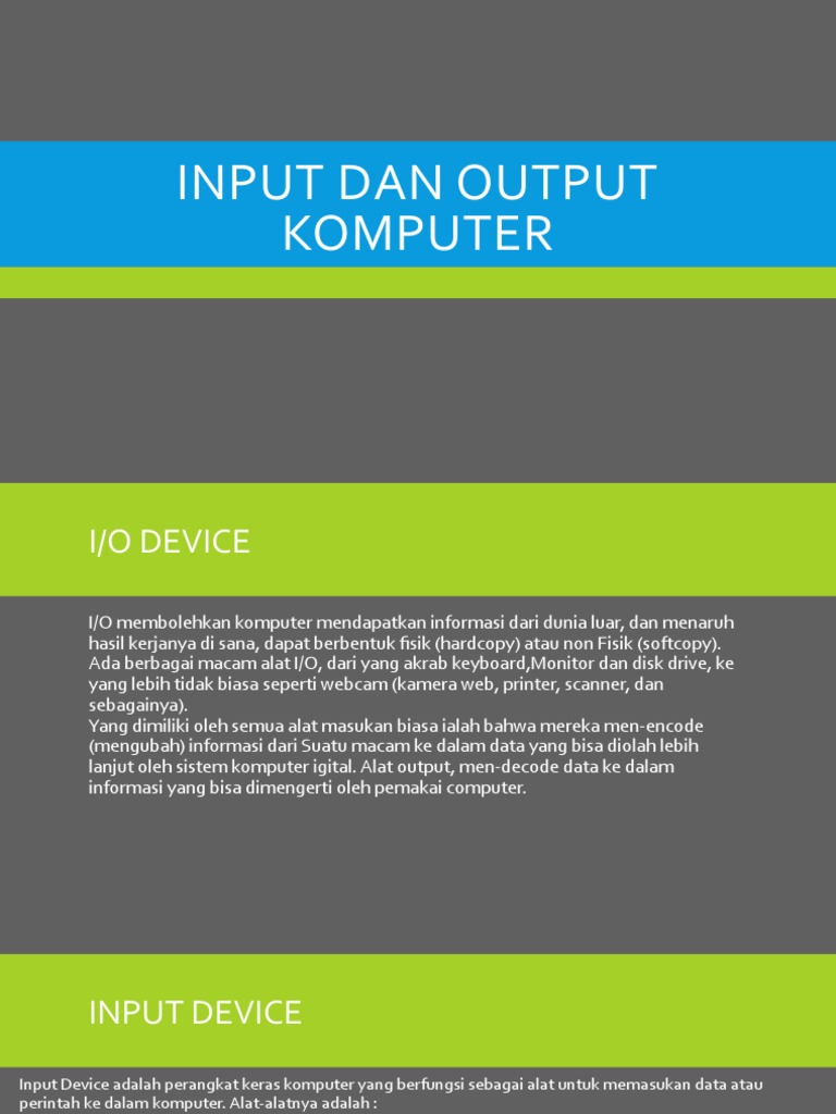 Pengenalan Input dan Output Komputer: Panduan Lengkap untuk Pemula