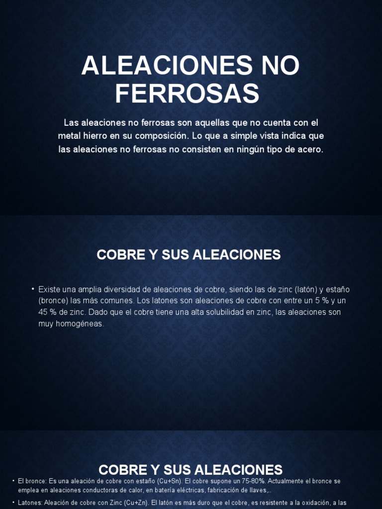 Aleaciones No Ferrosas y Sus Usos | PDF | Cobre | Aleación