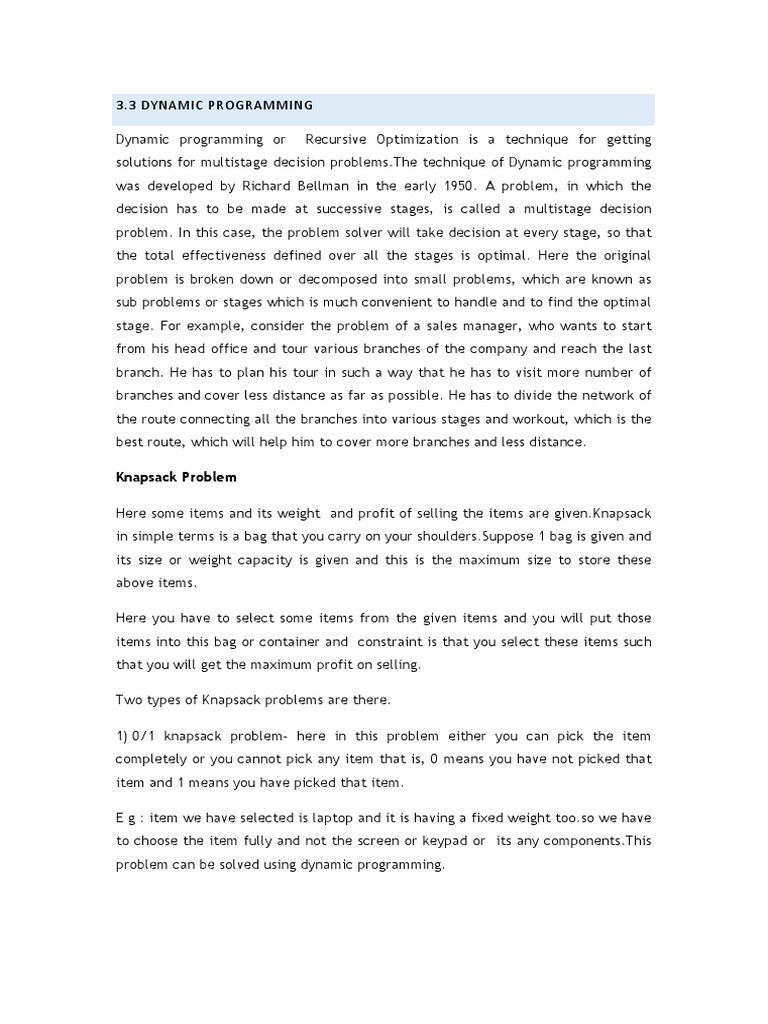 Dynamic Programming | PDF | Dynamic Programming | Applied Mathematics