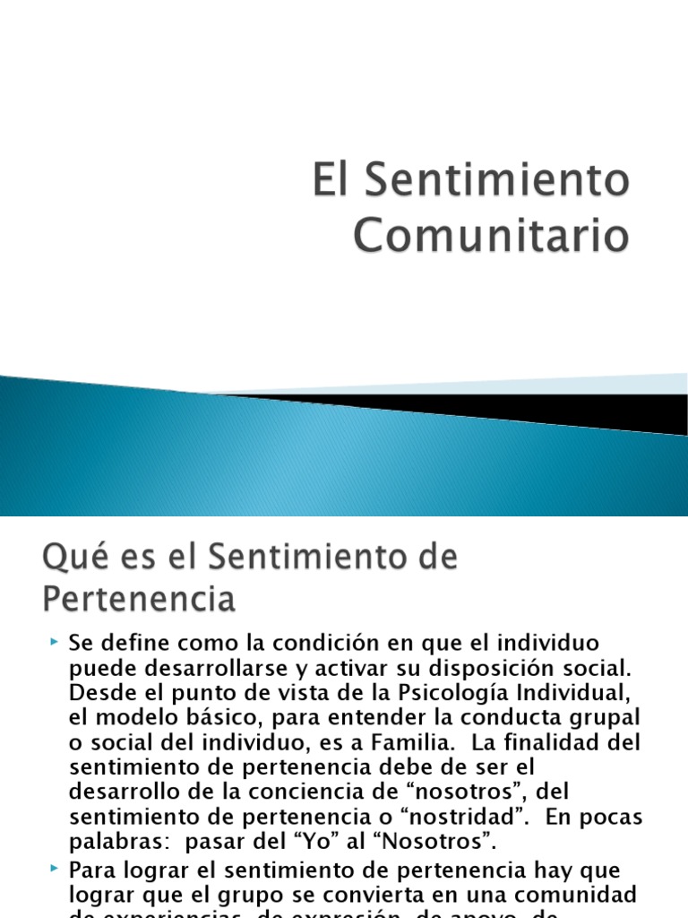 Presentación 1 - Sentimiento Comunitario - 01 2022 | PDF | Altruismo ...