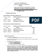 Professional Teacher Licensure Exam Details