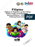 Filipino: Pagbasa at Pagsusuri NG Iba't Ibang Teksto Tungo Sa Pananaliksik Tekstong Reperensiyal