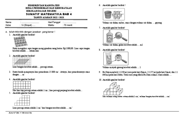 Soal Matematika Kelas 4 Bab 4 | PDF | Seni