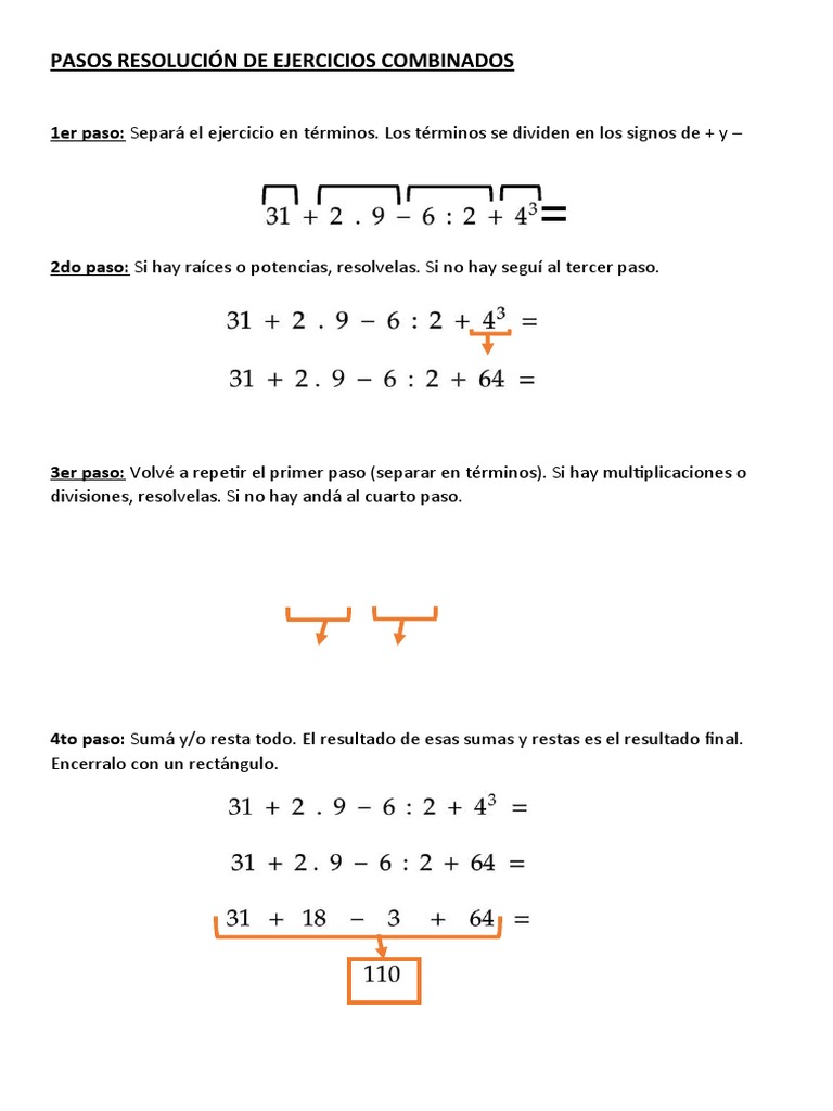Pasos para Resolver Ejercicios Combinados | PDF