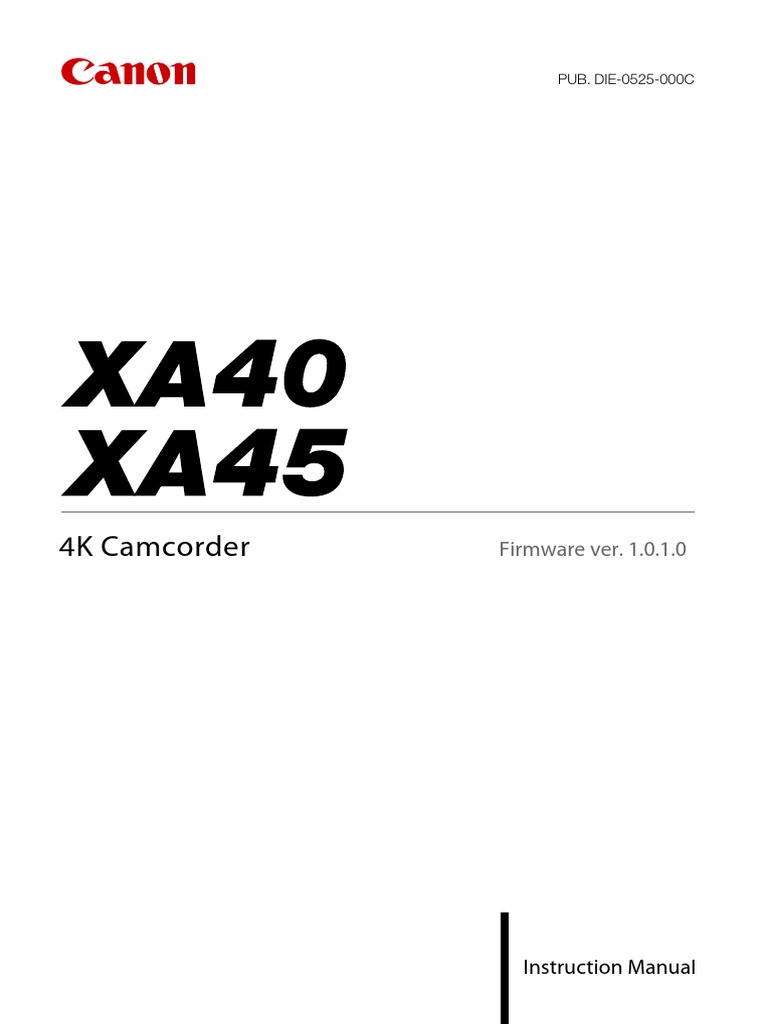 Canon XA40 e XA45 Manual Da Filmadora PDF Menu