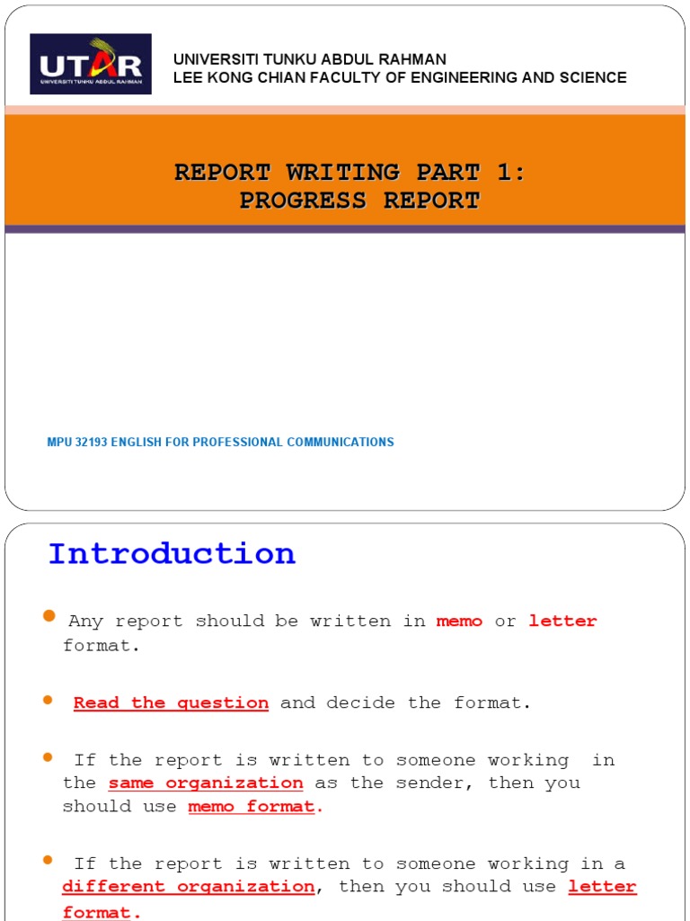 Progress Report Writing Guide | PDF | Communication | Waiting Staff