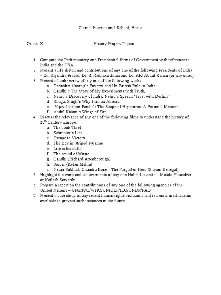 history-project-topics-pdf