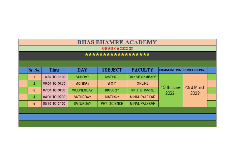 Time Table | PDF