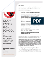 Coon Rapids Summer Credit Recovery Information Sheet 2
