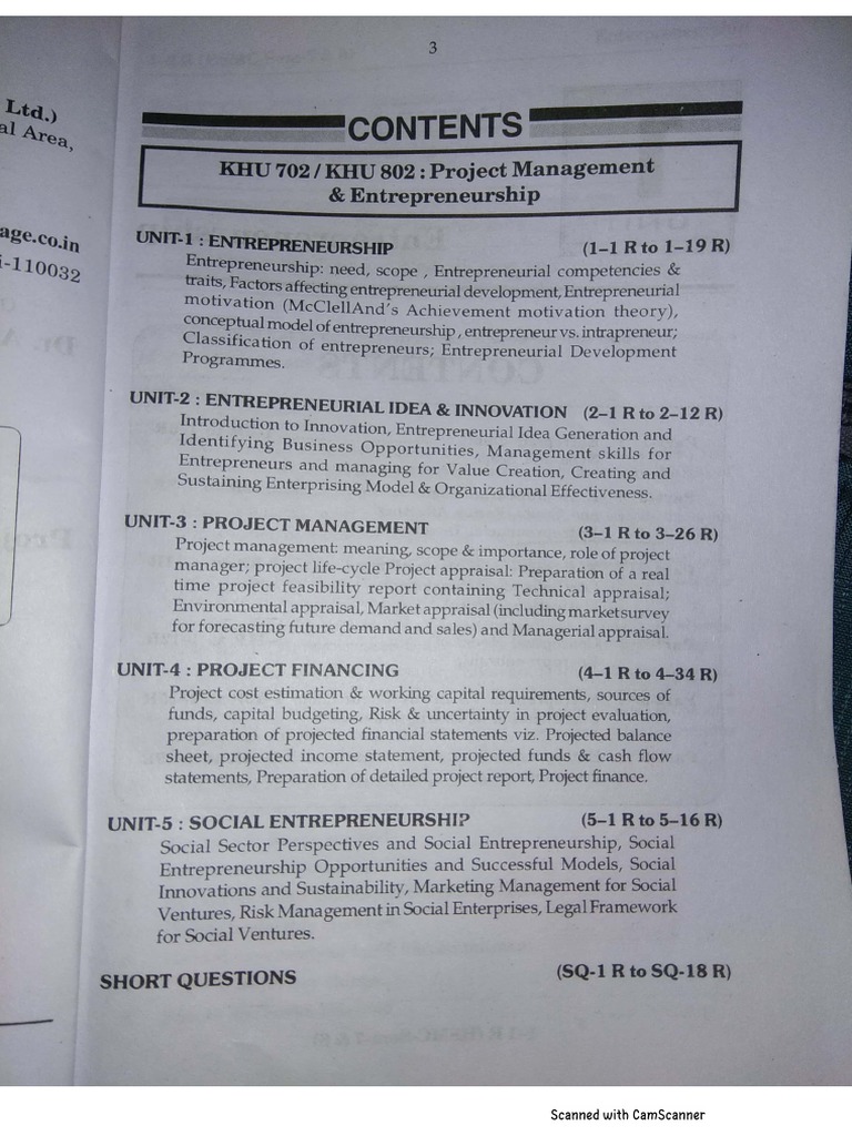 Project Management & Entrepreneurship PDF | PDF