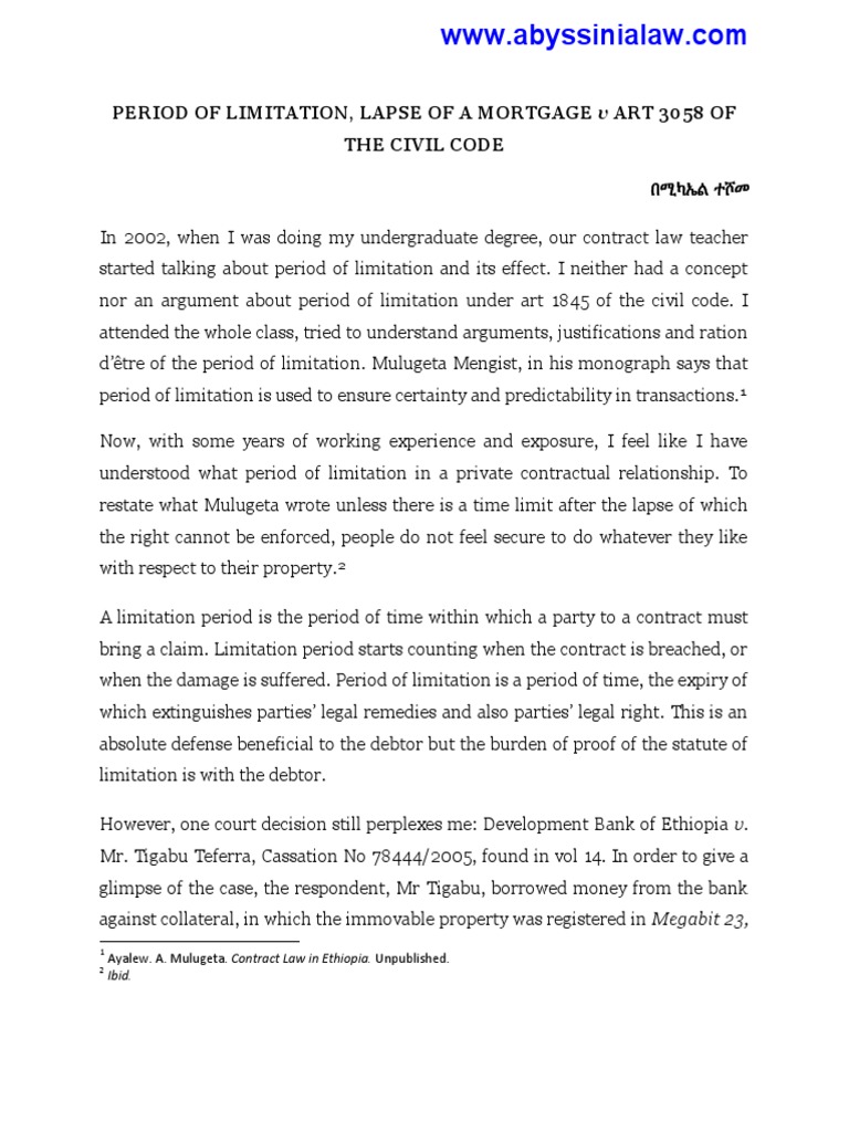 Period of Limitation PDF PDF Mortgage Law Property