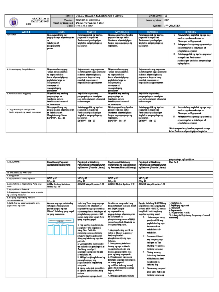 Esp 6 Dlp Q3 W4 1 Odt Pdf