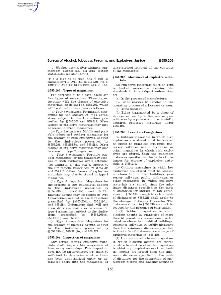Types and Regulations of Explosive Magazines | PDF | Bureau Of Alcohol