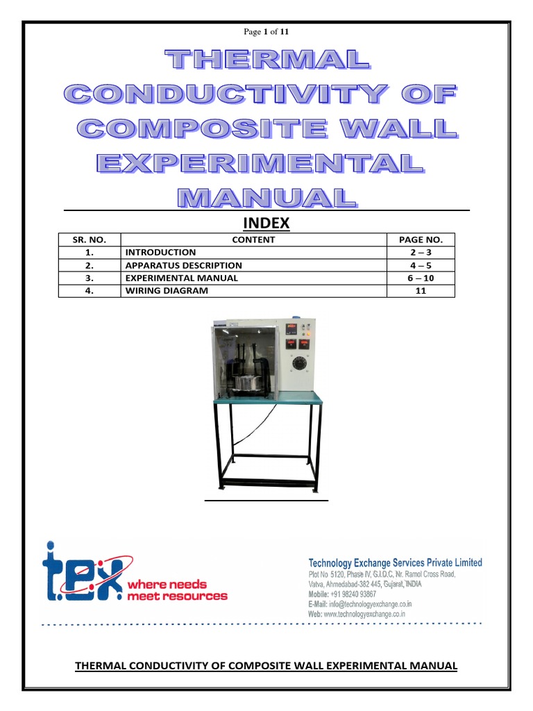 Thermal Conductivity of Composite Wall Manual PDF Thermal