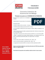 Convenio Colectivo Automoción Málaga 2022-2023 acuerdo salarial 4-2,8% IPC máx 4,5