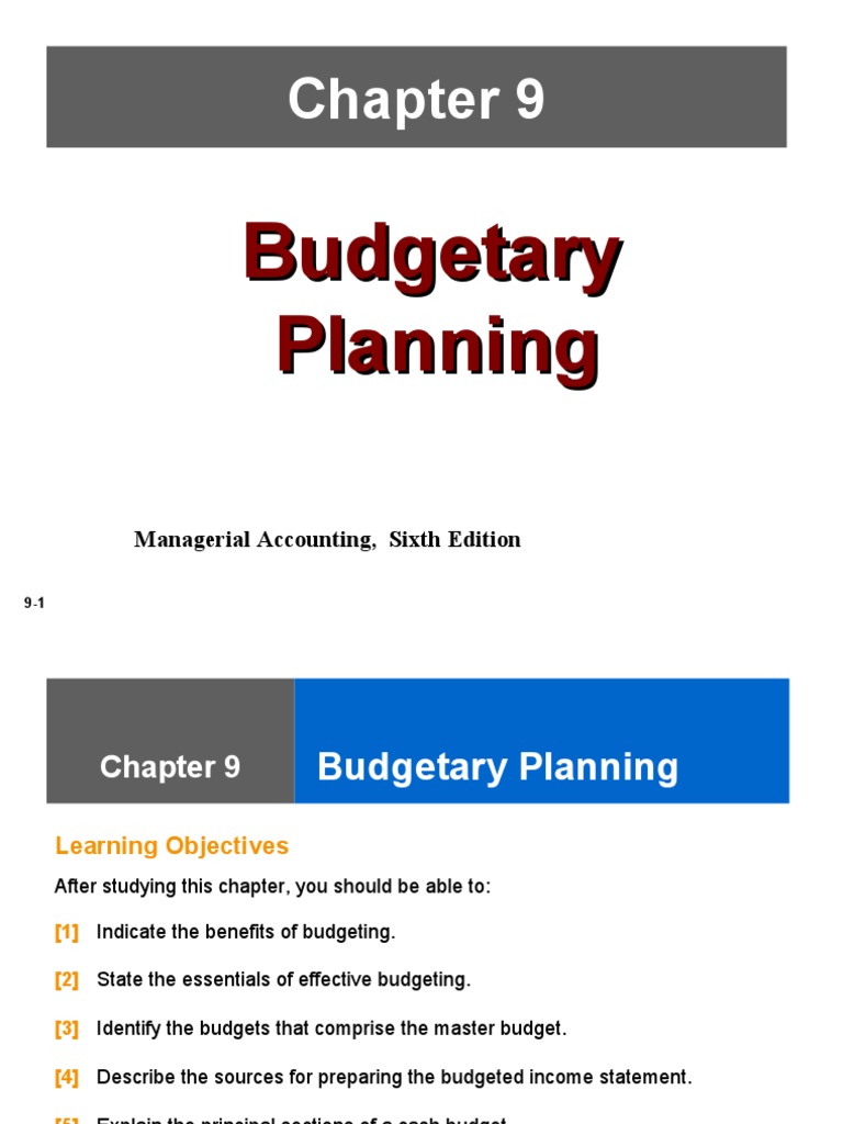 BAB 2024 CH09 Budgetary Planning PDF Budget Inventory