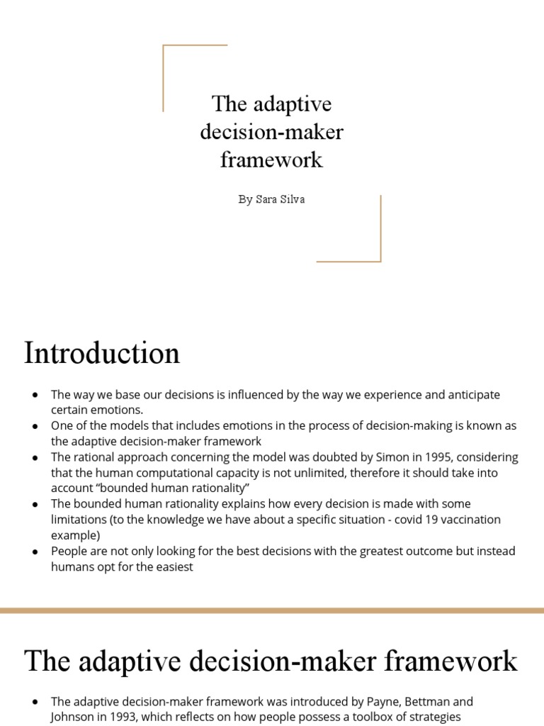 Adaptive Decision-Maker Framework Explained | PDF | Decision Making ...