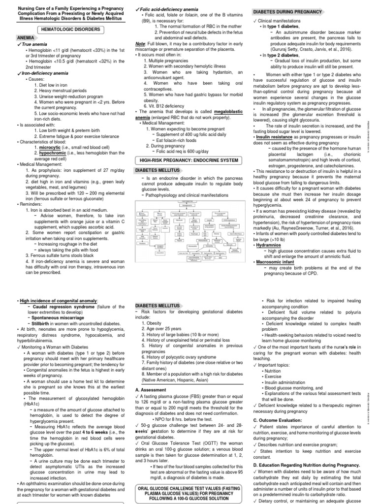 Hematologic Disorders and Diabetes Mellitus PDF Gestational