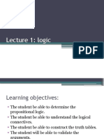 Logic Lecture 1: Propositions, Truth Tables & Validity