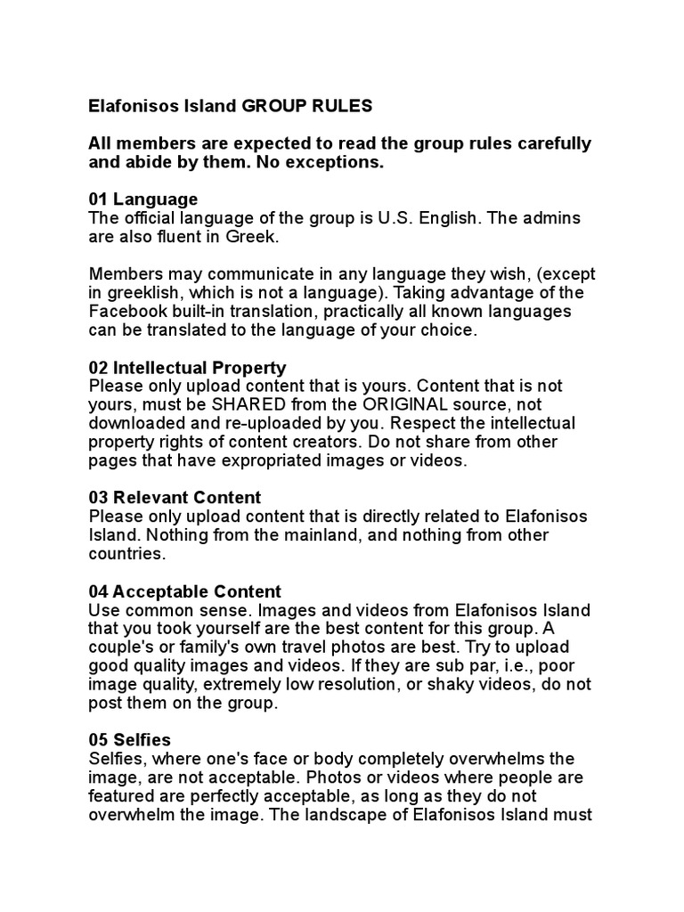 Elafonisos Island Group Guidelines | PDF | Self-Improvement