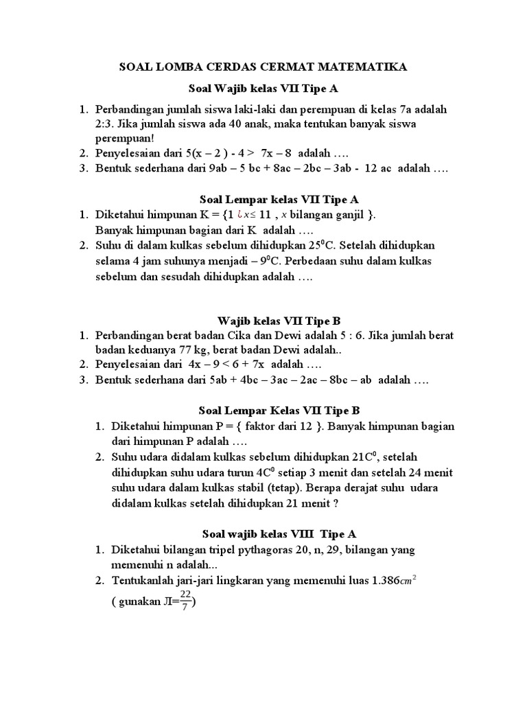 Soal LCC Math | PDF
