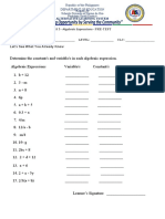 Algebraic Expressions-PREPOST