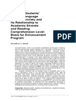 Grade 11 Students English Language Reading Anxiety and Its Relationship To Academic Strands and rEADING Comprehension Level