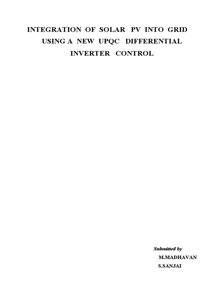 Solar PV Grid Integration with UPQC | PDF | Photovoltaics | Power Inverter