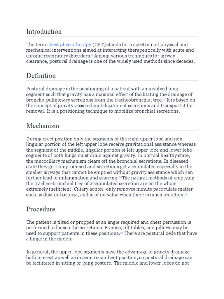 Postural Drainage | PDF | Causes Of Death | Respiratory System