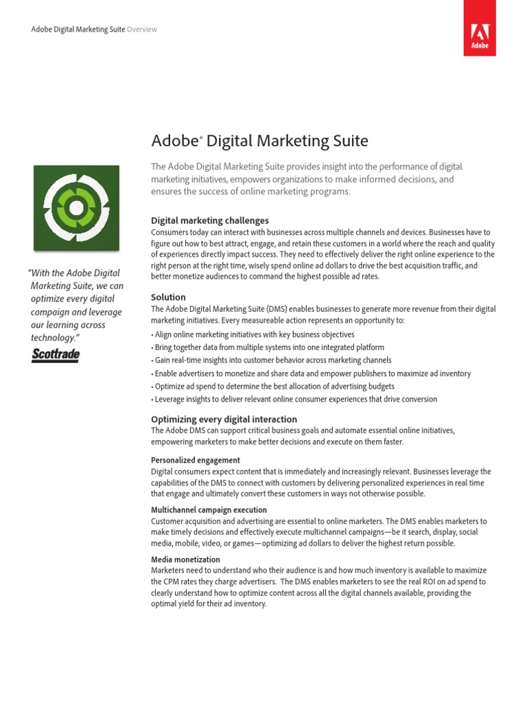 Adobe Digital Marketing Suite Productoverview Ue PDF Digital