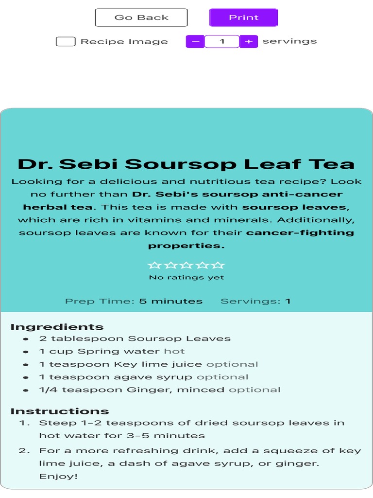 Dr. Sebi Soursop Leaf Tea - Alkaline Vegan Lounge PDF | PDF